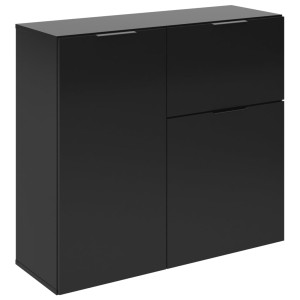 FMD Cómoda con cajón y puertas negro 89.1x31.7x81.3 cm D