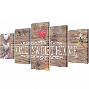 Set decorativo de telas para parede Home sweet home 100x50cm D