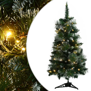 Árbol de Navidad preiluminado con luces y soporte verde 90 cm D