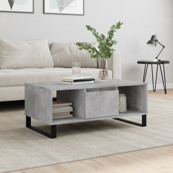 Mesa de centro madera contrachapada gris hormigón 90x50x36.5 cm D