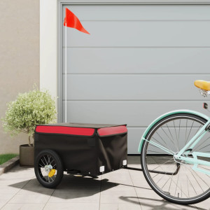 Reboque de carga para bicicleta em ferro preto e vermelho 30 kg D