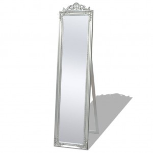 Espejo de pie estilo barroco plateado 160x40 cm D