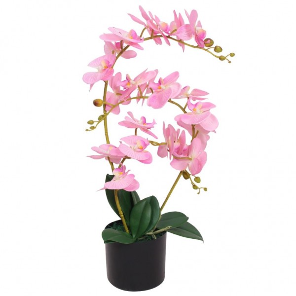 Plantas artificiais orquídea com poteiro rosa de 65 cm D