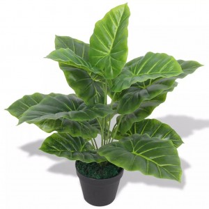 Planta de taro artificial com poteiro verde de 45 cm D