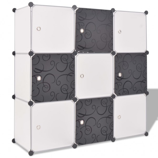 Armario cubo organizador con 9 compartimentos negro y blanco D