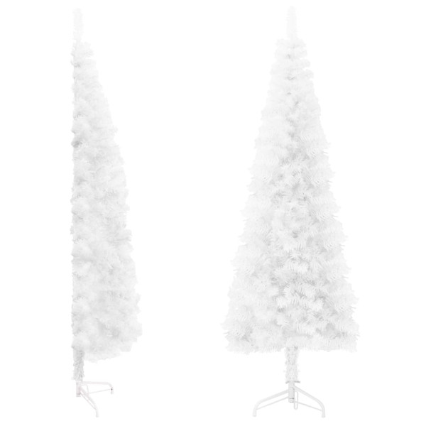 Medio árbol de Navidad artificial con soporte blanco 120 cm D