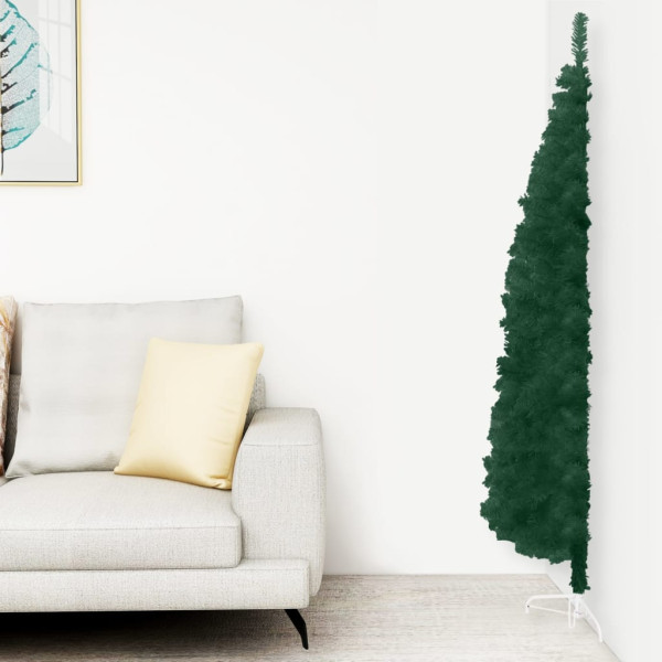 Medio árbol de Navidad artificial con soporte verde 120 cm D