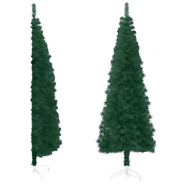 Meia árvore de Natal artificial com suporte verde 210 cm D