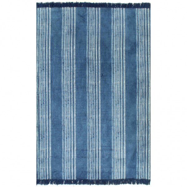 Alfombra de algodón Kilim con estampado azul 160x230 cm D