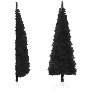 Medio árbol de Navidad artificial con soporte negro 180 cm D