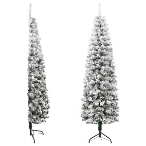 Meia árvore Natal artificial magro com neve 210 cm D