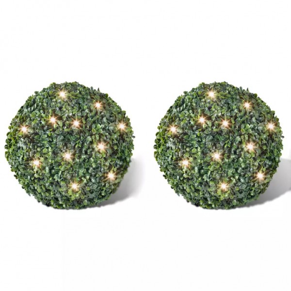 Folha Artificial Bola de poda 27 cm Com corda de LED solar 2 peças D