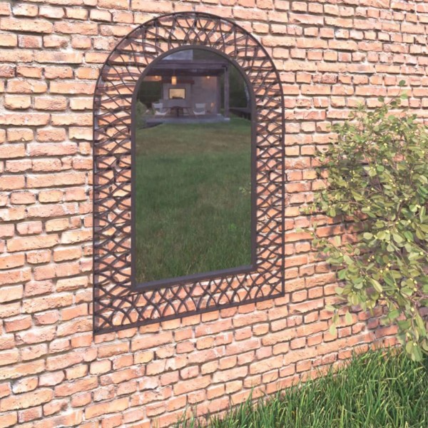 Espelho de parede de jardim arqueado 50x80 cm preto D