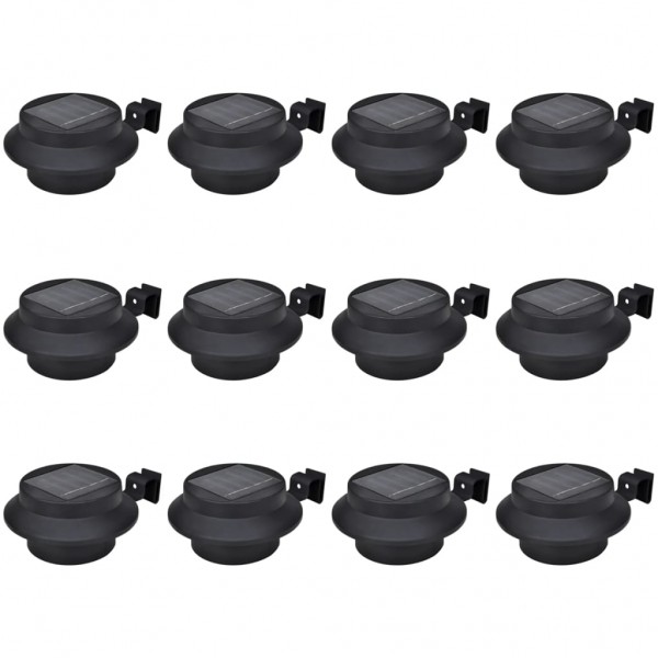 Lámparas solares de valla de jardín LED 12 unidades negras D