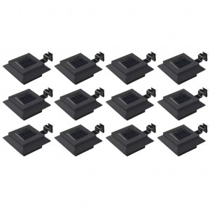 Lâmpadas solares de exterior pretas quadradas 12 uds LED 12 cm D