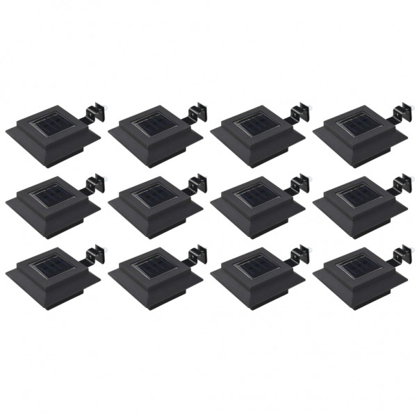 Lâmpadas solares de exterior pretas quadradas 12 uds LED 12 cm D