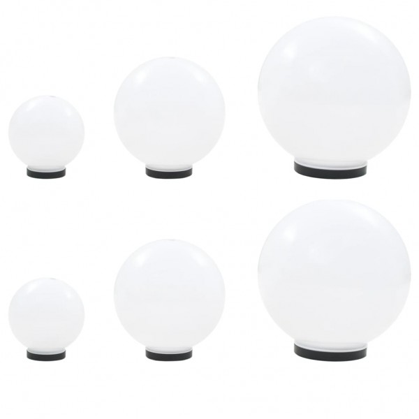 Conjunto de lâmpadas esféricas LED 6 pcs PMMA esférico 20/30/40 cm D