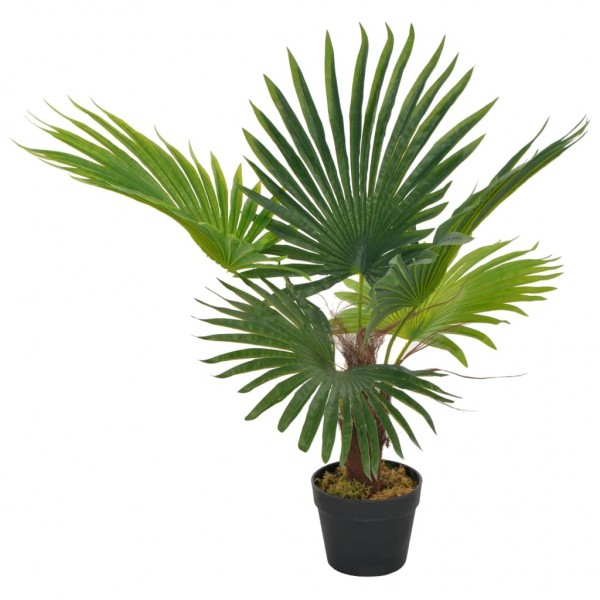 Planta artificial palmeira com poteiro verde de 70 cm D