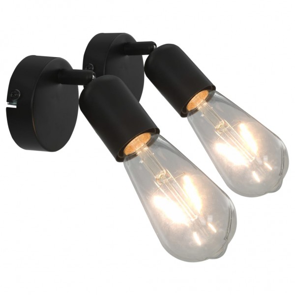 Lâmpada incandescente 2 uds com lâmpadas de filamento 2W preto E27 D