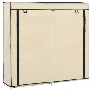 Mueble zapatero con funda de tela color crema 115x28x110 cm D