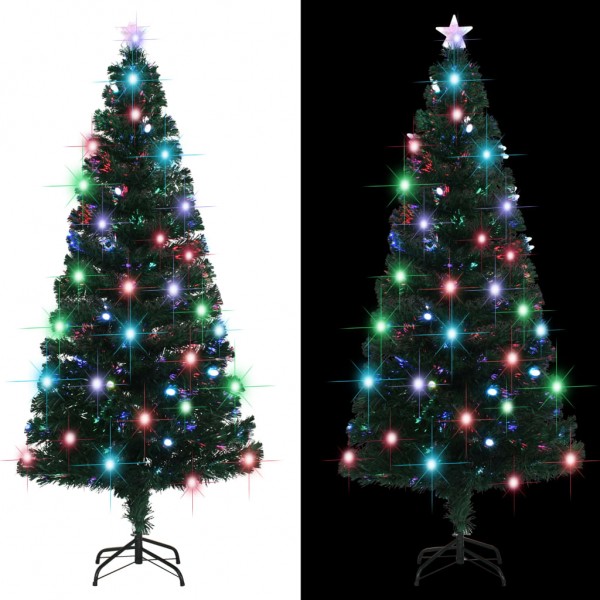 Árbol de Navidad con luces y soporte fibra óptica 180 cm D