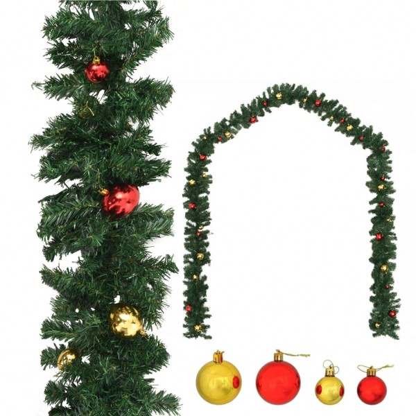 Guirnalda de Navidad decorada con bolas 5 m D