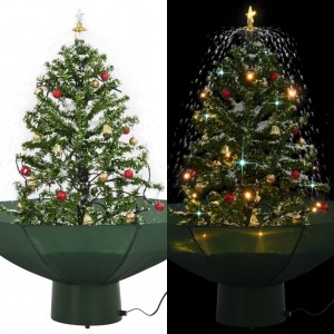 Árvore de natal com neve com base em guarda-chuva verde 75 cm D