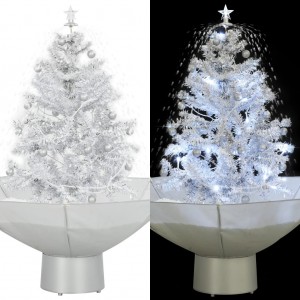 Árvore de natal com neve com base de guarda-chuva branca 75 cm D