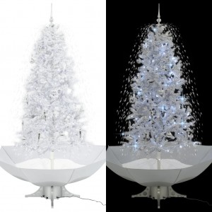 Árvore de natal com neve com base de guarda-chuva branca 190 cm D