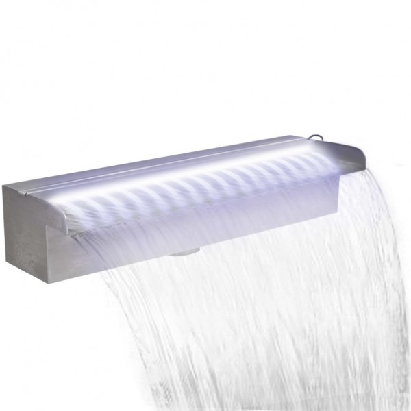 Fuente cascada rectangular LED piscina acero inoxidable 45 cm D