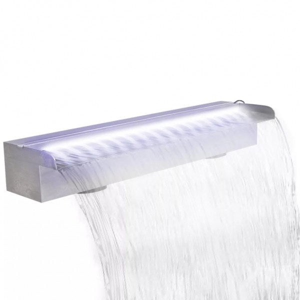 Fuente cascada rectangular LED para piscina acero inoxidable 60 cm D