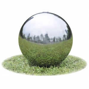 Fonte cascata esfera com LEDs de jardim em aço inoxidável 30 cm D