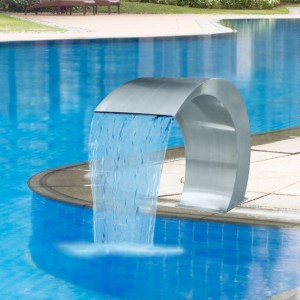 Fonte cascata para piscina de aço inoxidável 45x30x60 cm D
