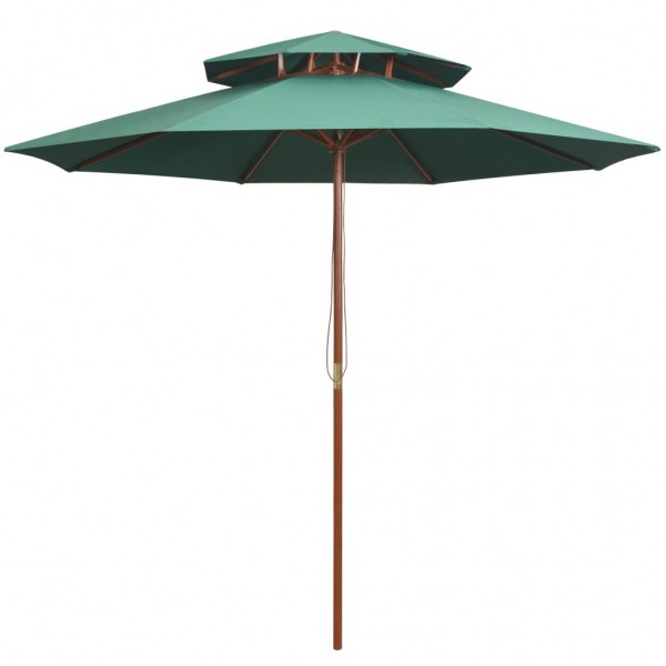 Um guarda-chuva de dois andares de 270x270 cm com pau de madeira verde D