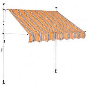 Toldo manual retráctil 150 cm amarillo y azul rayas D