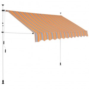 Toldo manual retráctil 250 cm amarillo y azul a rayas D