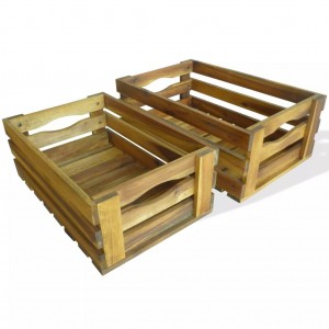 Caja de manzanas de jardín para plantar de madera de acacia D