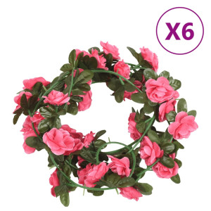 Guirnaldas de flores artificiales 6 uds rojo y rosa 240 cm D