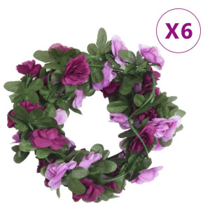 Guirnaldas de flores artificiales 6 uds morado claro 250 cm D