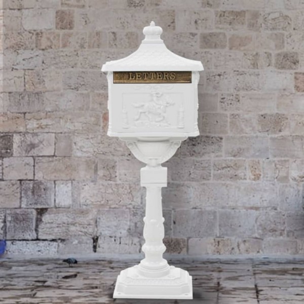 Caixa de pedestal de alumínio estilo vintage inoxidável branco D