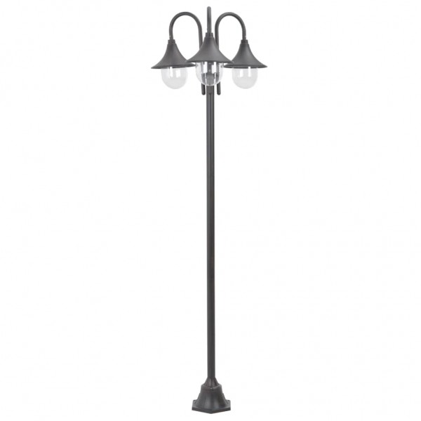 Lanterna de jardim com 3 luzes de alumínio cor de bronze E27 220 cm D