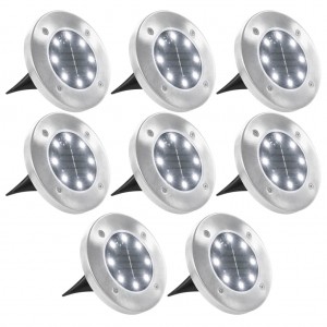 Lámparas solares de suelo 8 unidades luces LED blanco D