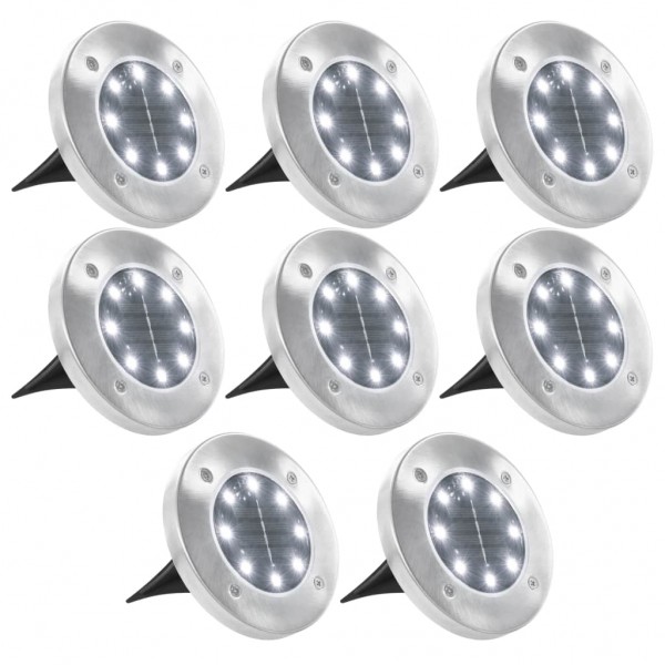 Lámparas solares de suelo 8 uds luces LED blancas D