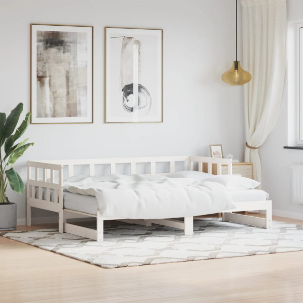 Sofá cama ninho madeira maciça de pinho branco 80x200 cm D