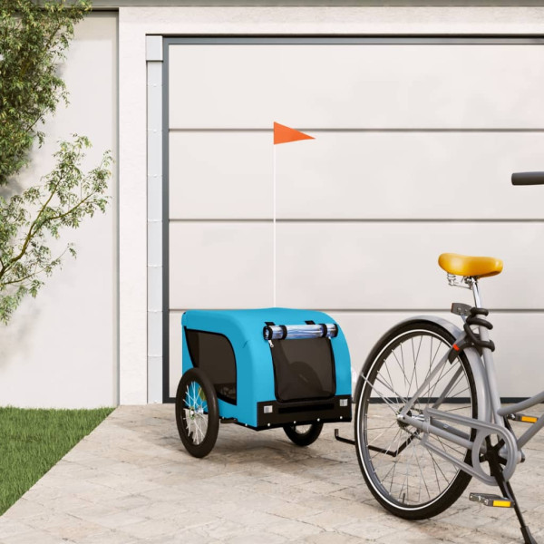 Remolque de bicicletas para cães tecido Oxford azul preto D