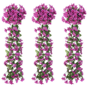 Guirnaldas de flores artificiales 3 uds morado claro 85 cm D