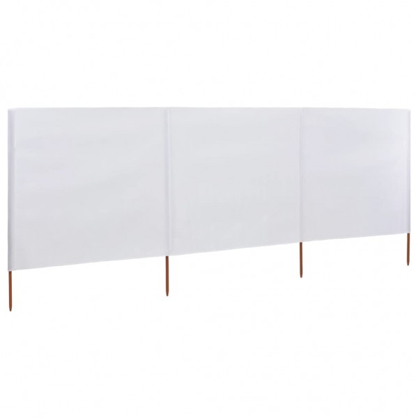 Parapeitos de praia de 3 painéis de tecido branco de 400x120 cm D