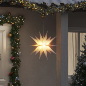 Candeeiros de Natal LED dobráveis 3 unidades brancos 57 cm D