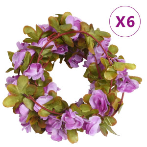 Guirnaldas de flores artificiales 6 uds morado claro 250 cm D