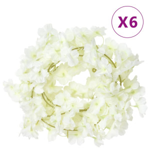 Guirnaldas de flores artificiales 6 uds blanco 180 cm D